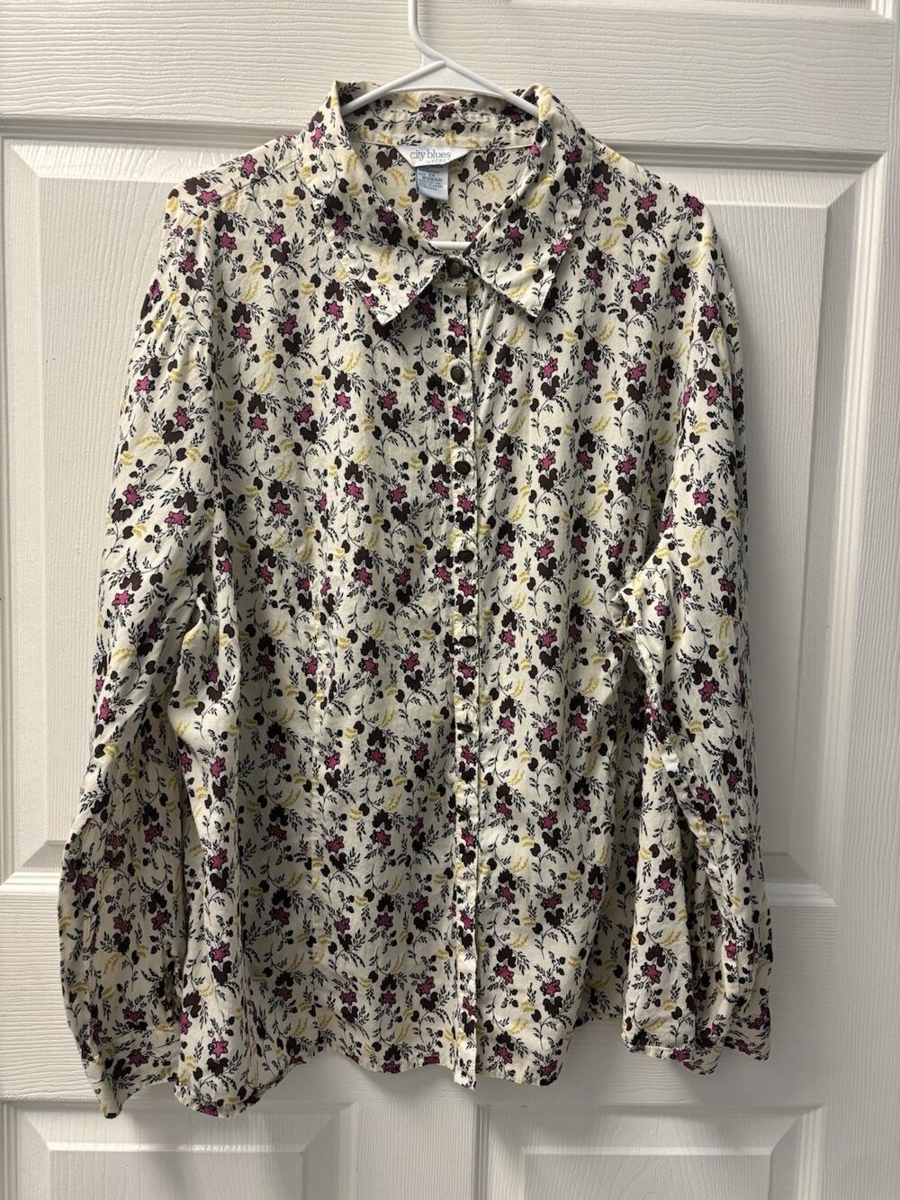 Vintage City blues Purple Floral Button Up 2X